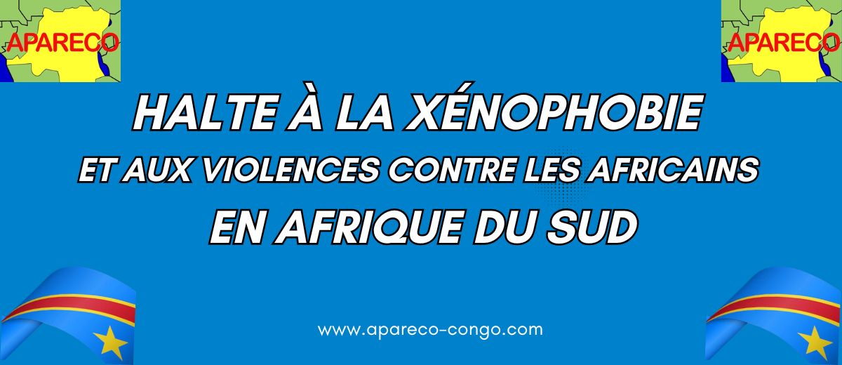 <a class="amazingslider-posttitle-link" href="https://www.apareco-congo.com/2026/05/31/halte-a-la-xenophobie-et-aux-violences-contre-les-africains-en-afrique-du-sud/">Halte à la xénophobie et aux violences contre les Africains en Afrique du Sud.</a> Halte à la xénophobie et aux violences contre les Africains en Afrique du Sud.
